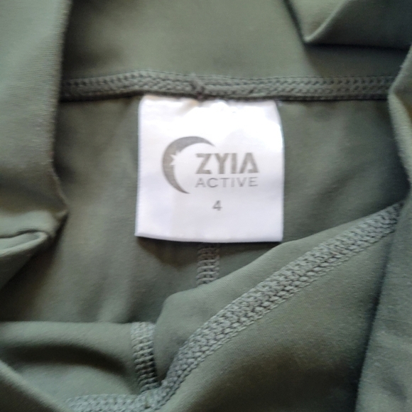 Zyia Active Army green w/ white side stripe high rise workout legging 4 - Picture 3 of 7